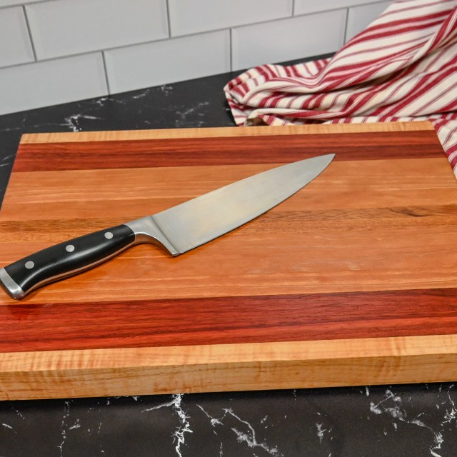 Paduk, Cherry and Curly Maple Edge Grain Cutting Board - Image 4