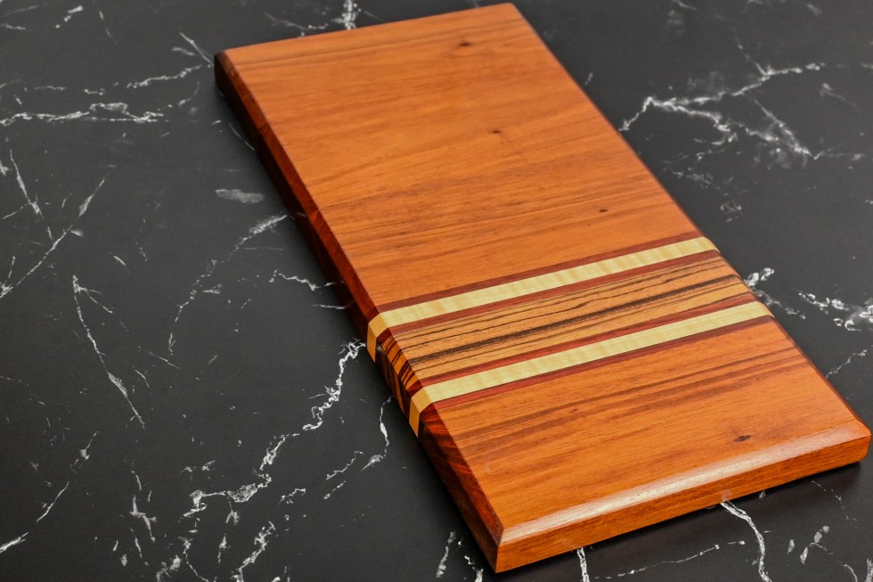 Mahogany, Curly Maple, Purple Heart and Zebra Wood Cutting Board