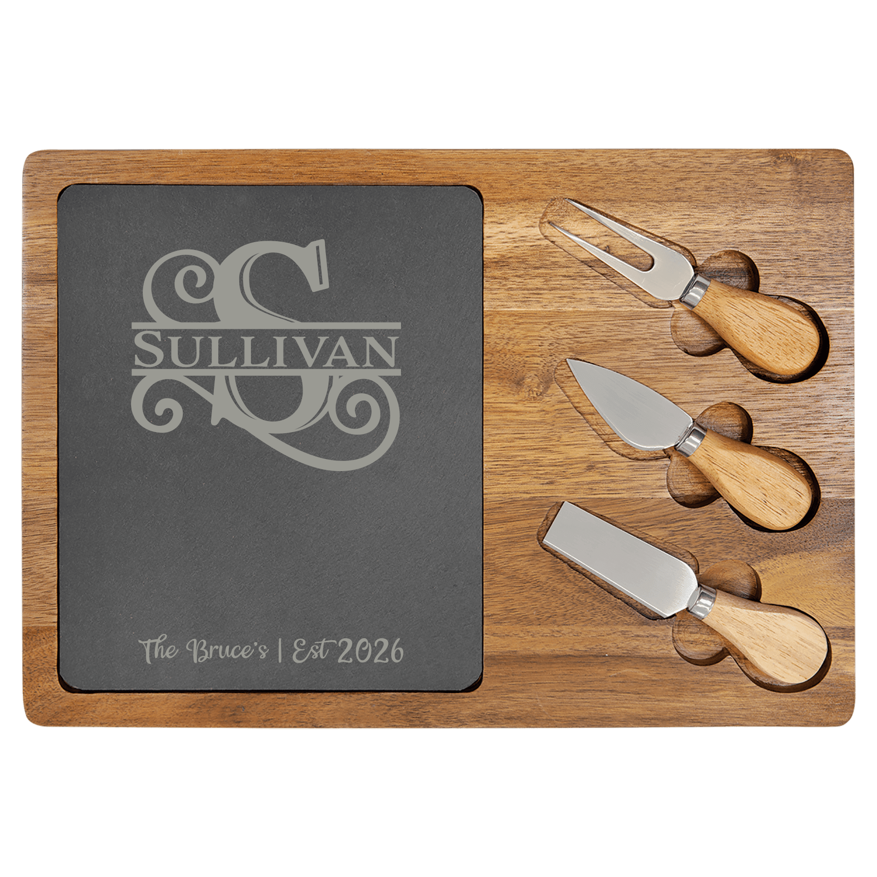 Acacia & Slate Cheese Board with Removable Insert - Image 5