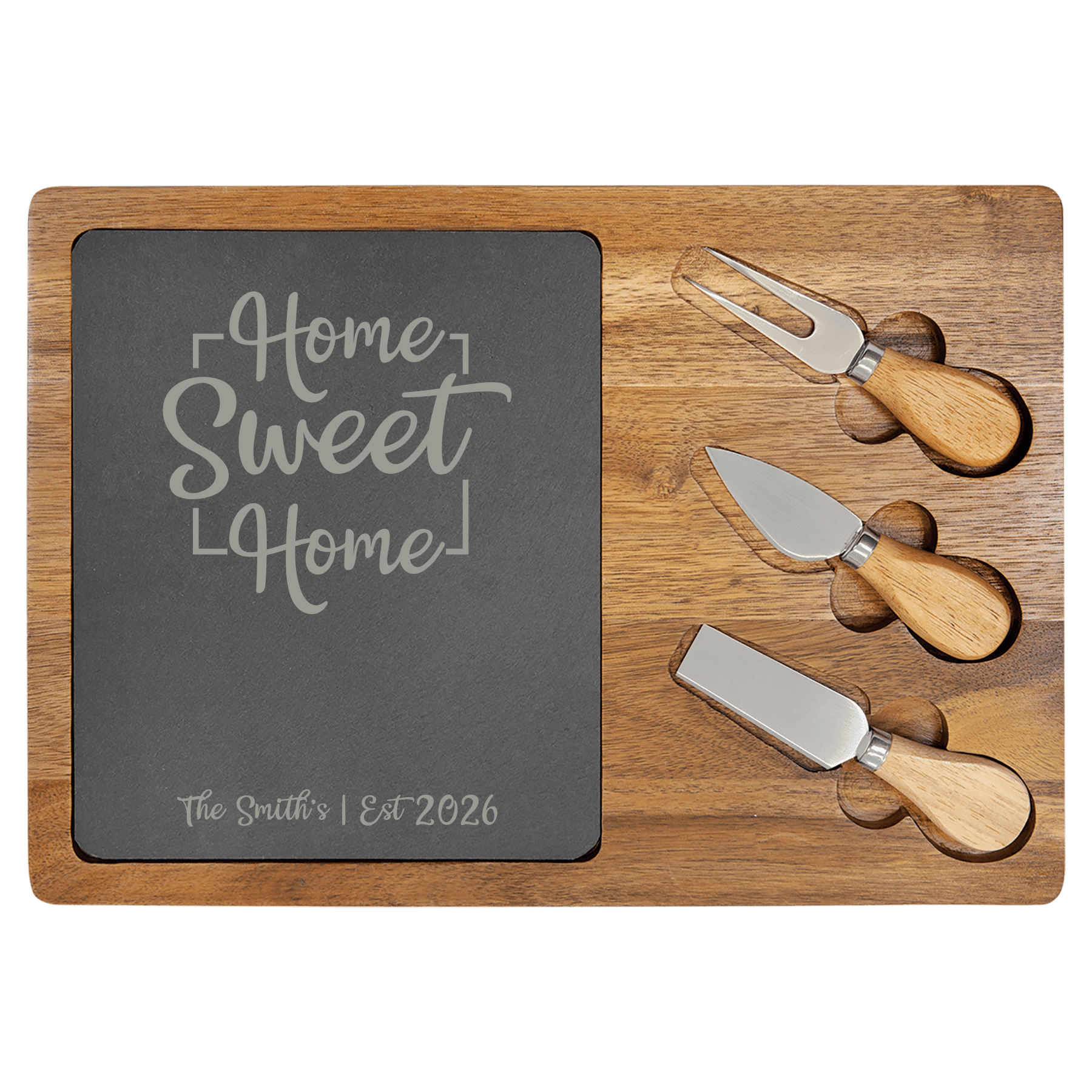 Acacia & Slate Cheese Board with Removable Insert - Image 3
