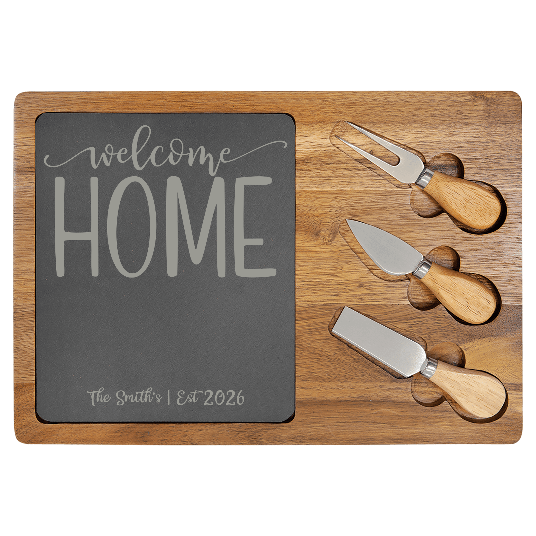 Acacia & Slate Cheese Board with Removable Insert - Image 1